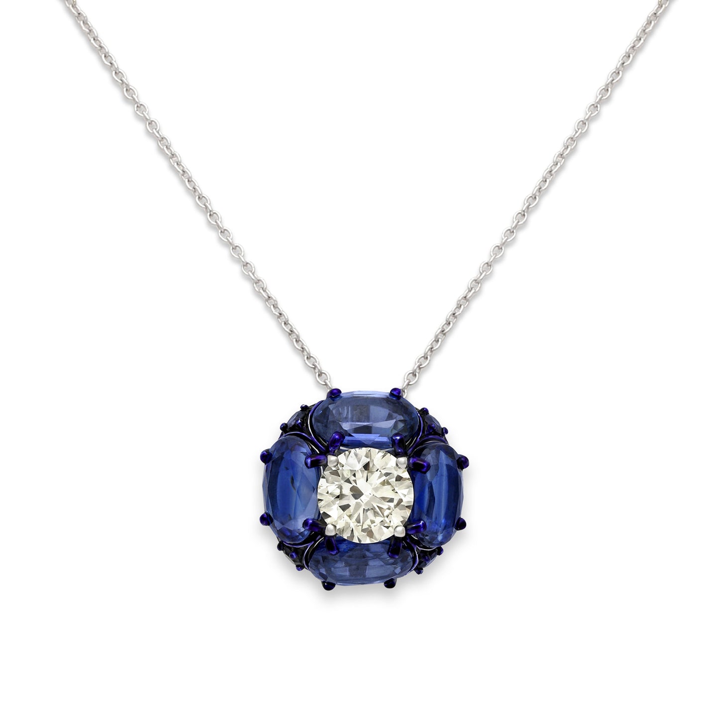 Kyanite Diamond Solitaire Pendant