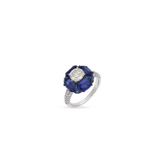 Kyanite Diamond Solitaire Ring