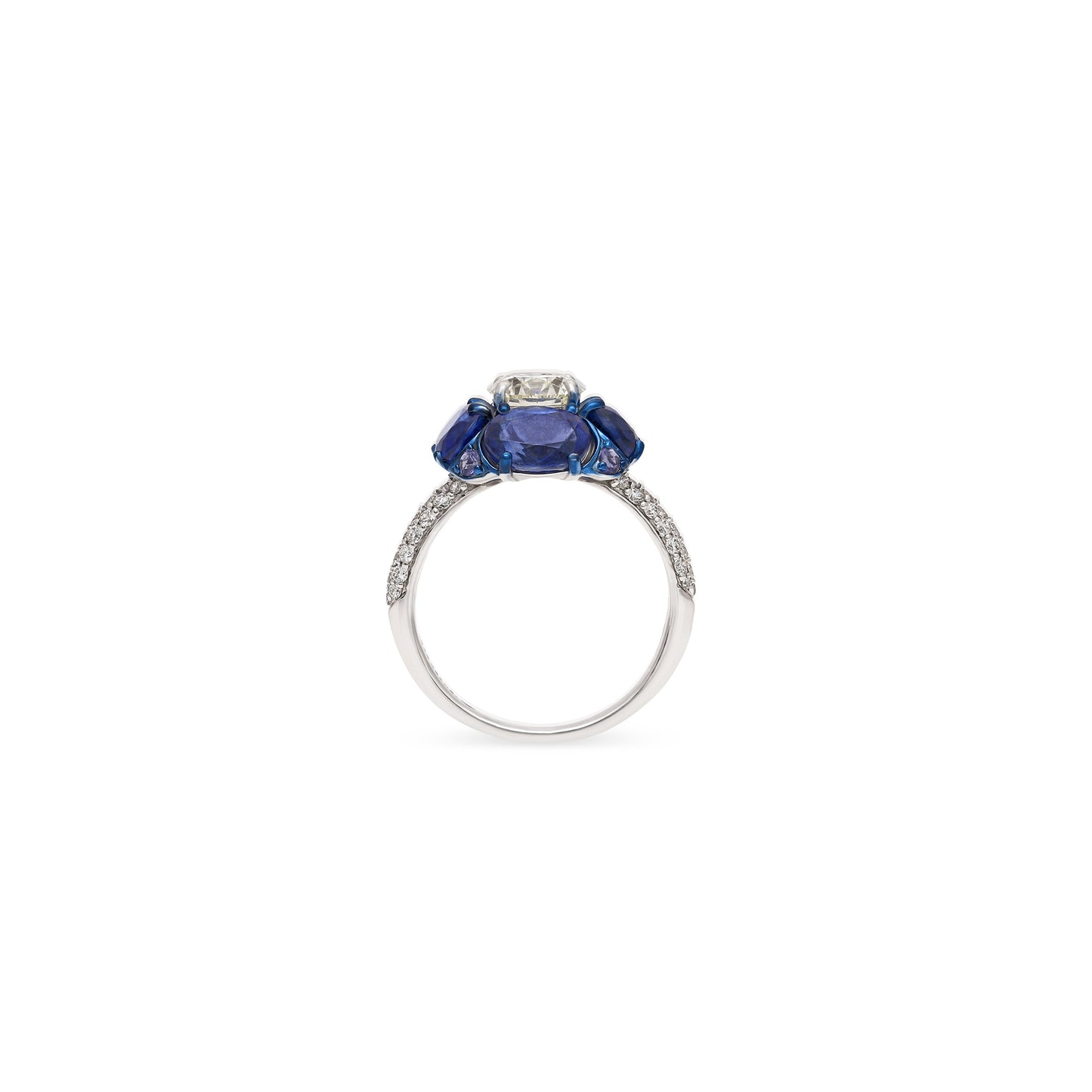 Kyanite Diamond Solitaire Ring