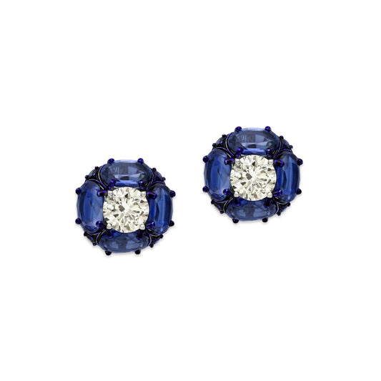 Kyanite Diamond Solitaire Stud Earrings