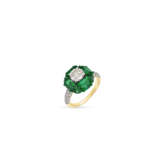 Emerald Diamond Solitaire Ring