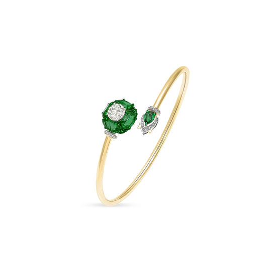 Emerald Diamond Solitaire Wrap Bracelet