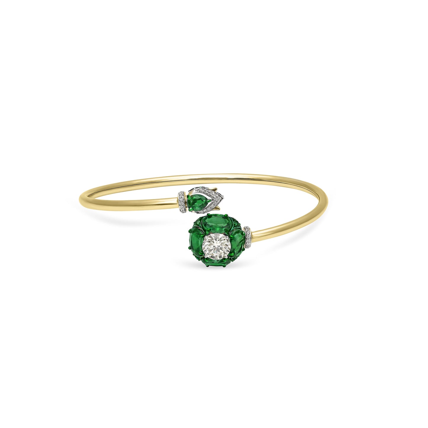 Emerald Diamond Solitaire Wrap Bracelet