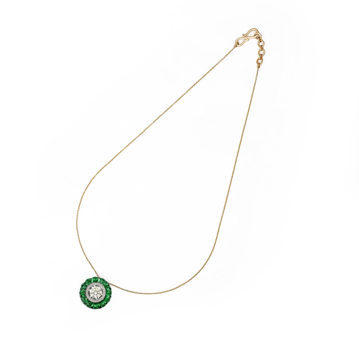 Emerald Diamond Solitaire Snowflake Pendant