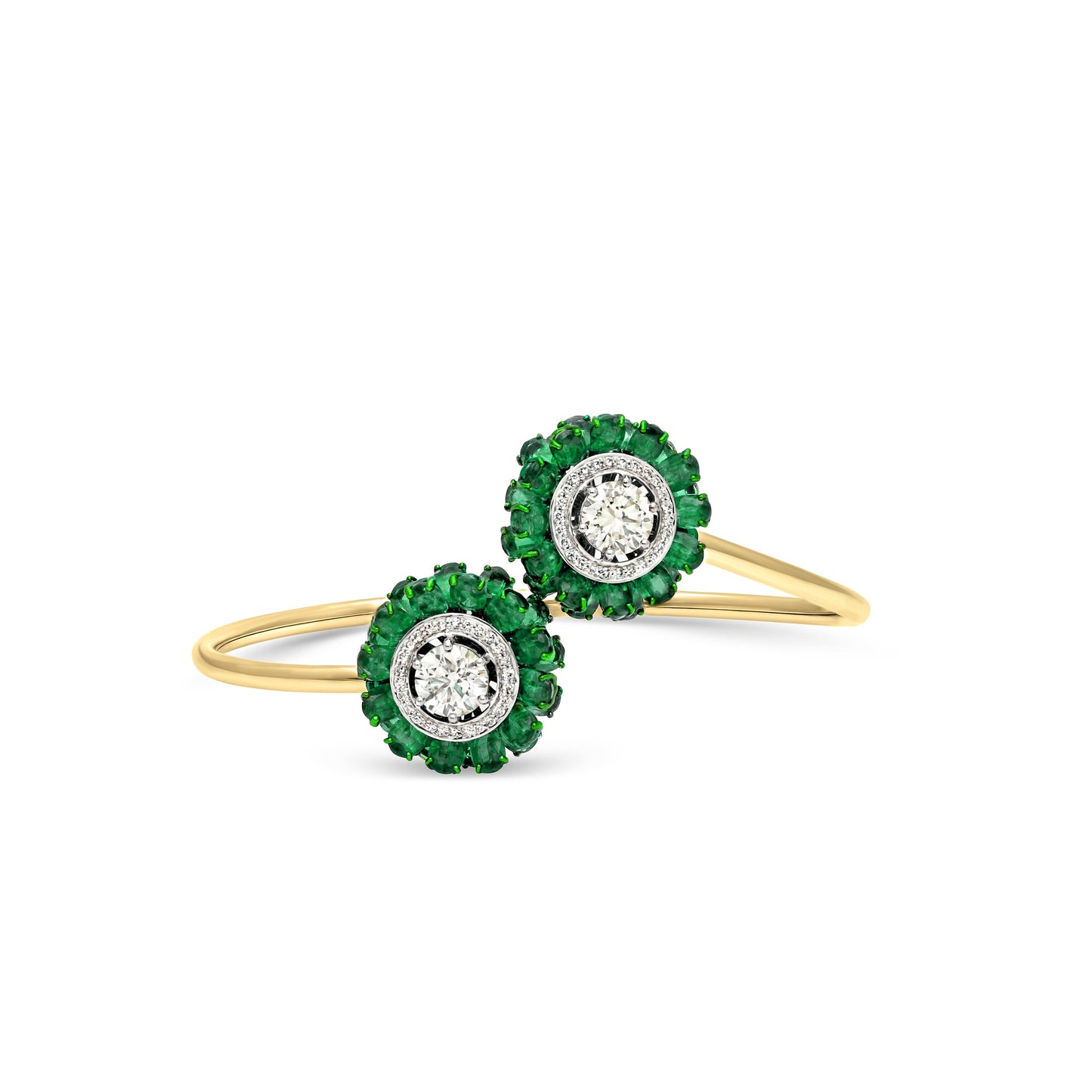 Emerald Diamond Solitaire Snowflake Wrap Bracelet