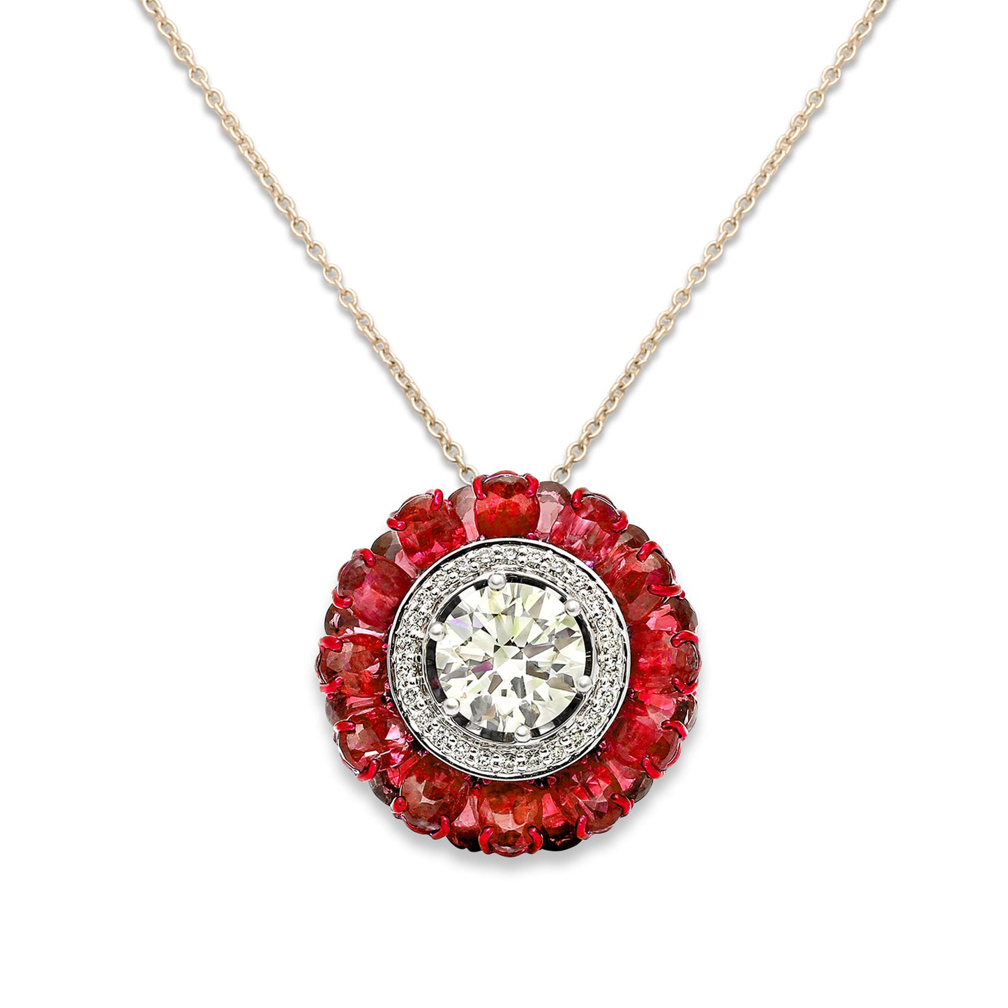 Ruby Diamond Solitaire Snowflake Pendant