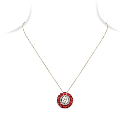 Ruby Diamond Solitaire Snowflake Pendant