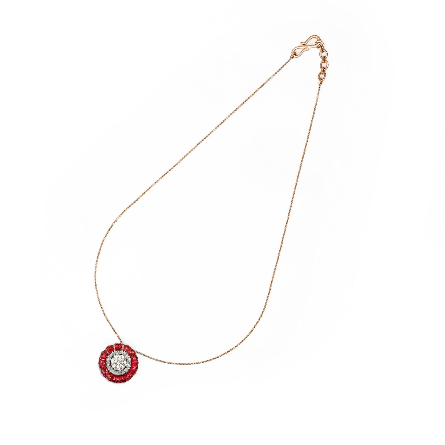 Ruby Diamond Solitaire Snowflake Pendant
