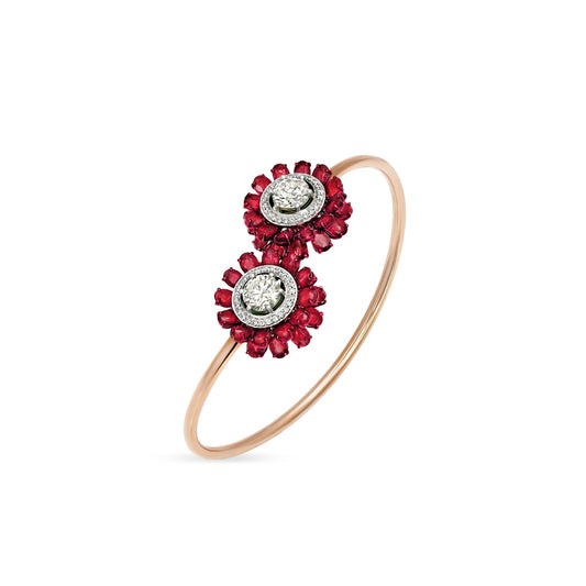 Ruby Diamond Solitaire Snowflake Wrap Bracelet