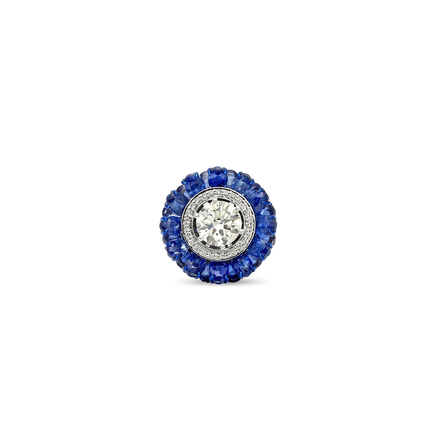 Kyanite Diamond Solitaire Snowflake Ring