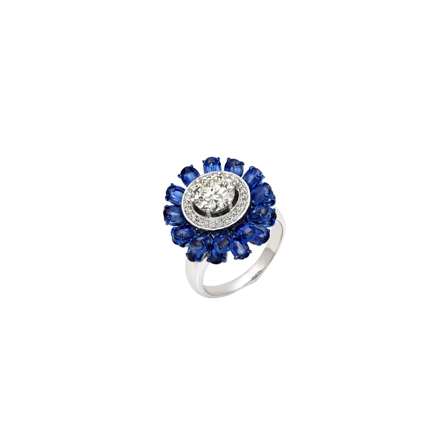 Kyanite Diamond Solitaire Snowflake Ring