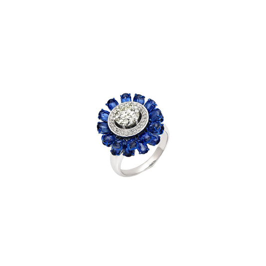 Kyanite Diamond Solitaire Snowflake Ring