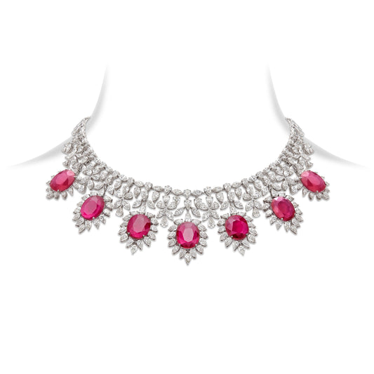 Classic Ruby & Diamond Bridal Necklace