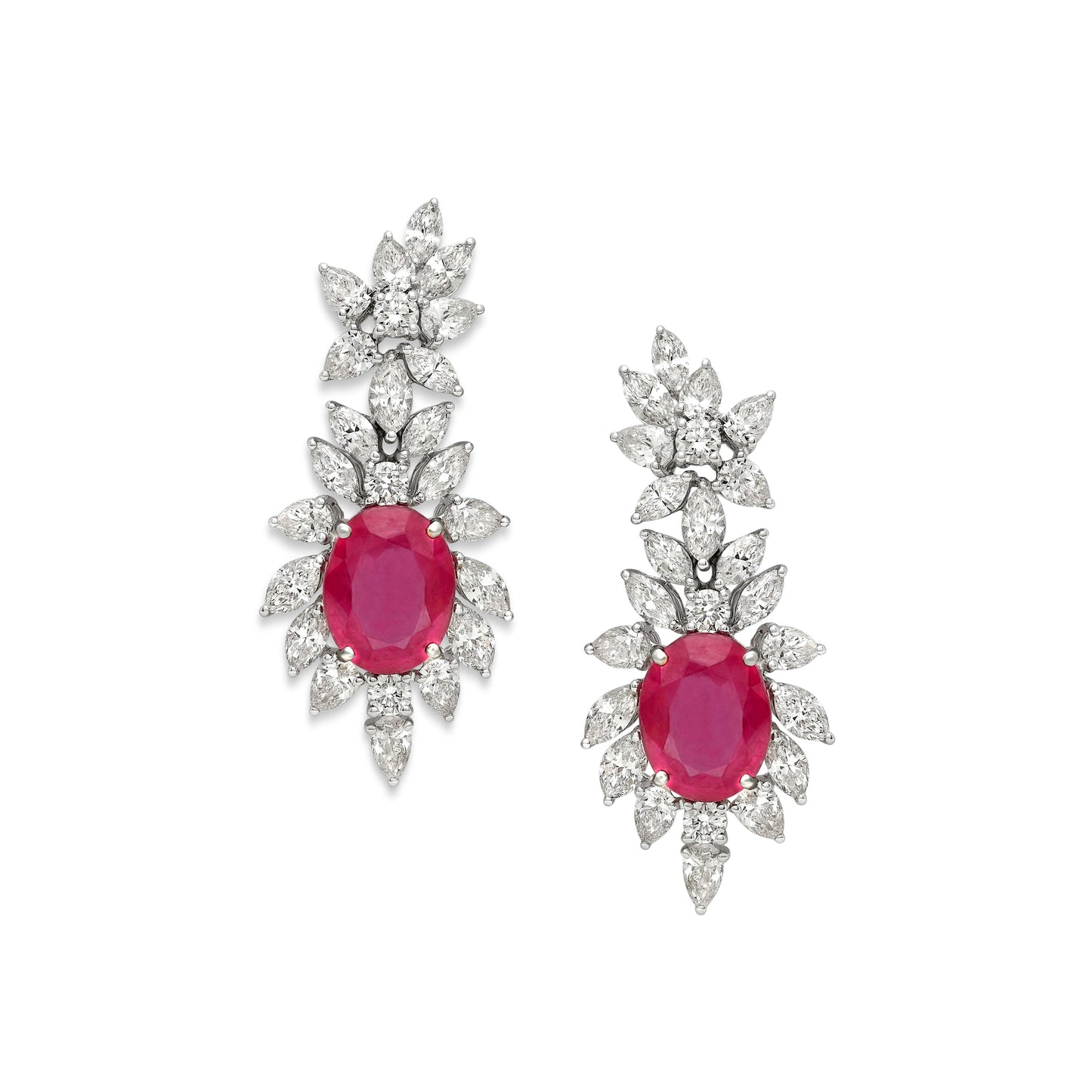 Classic Ruby & Diamond Bridal Earrings
