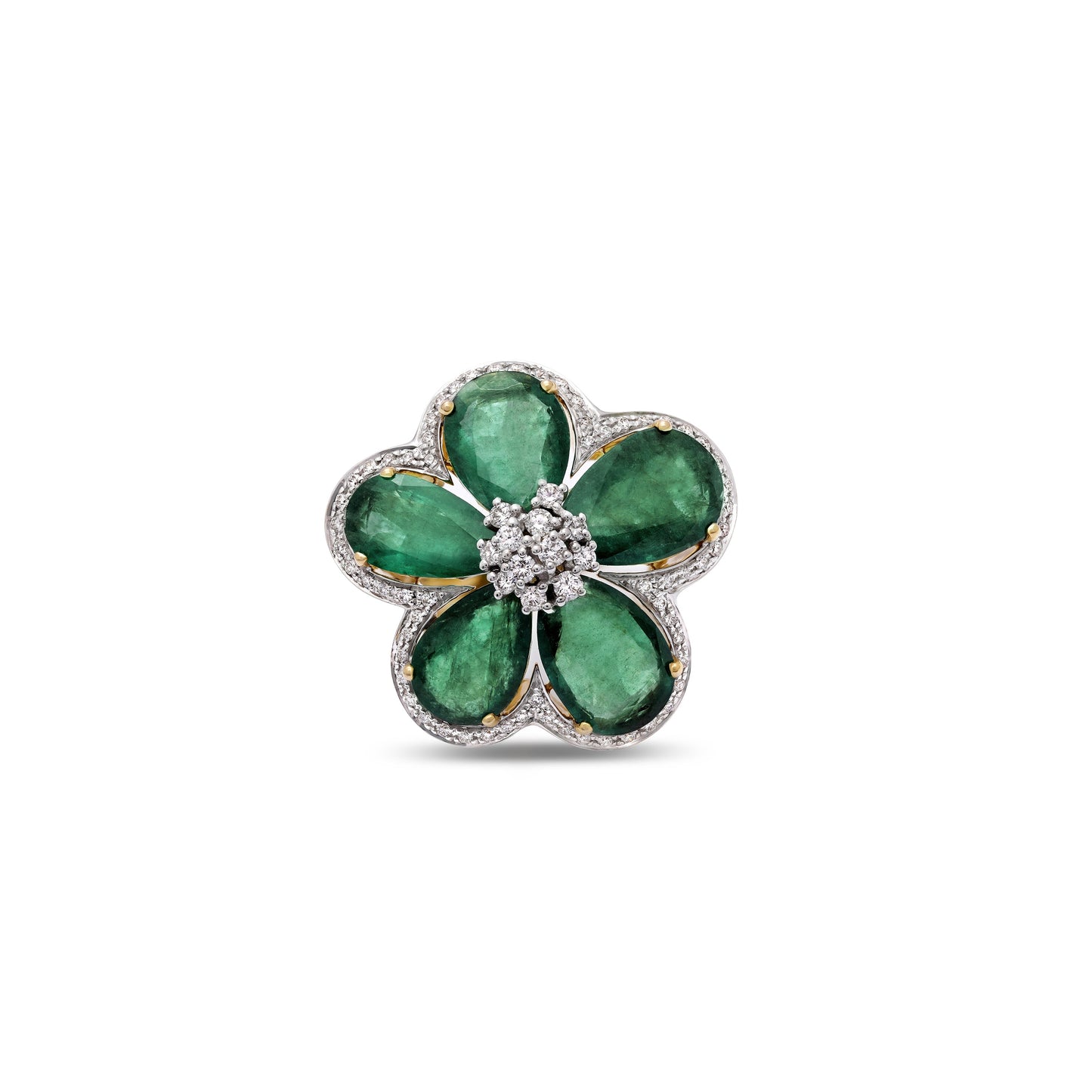 Emerald Floral Diamond Cocktail Ring