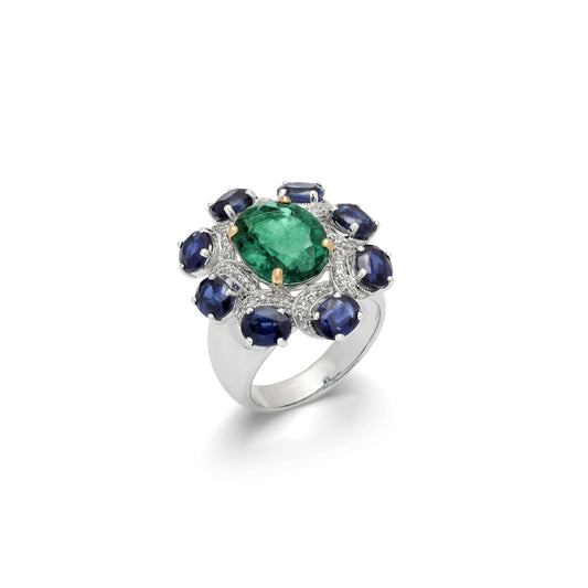 Emerald & Kinite Bouquet Ring