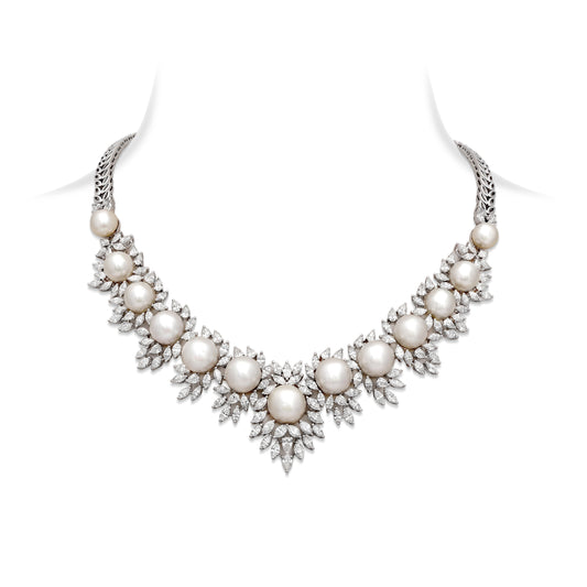 Pearl and Diamond Wreath Necklace
