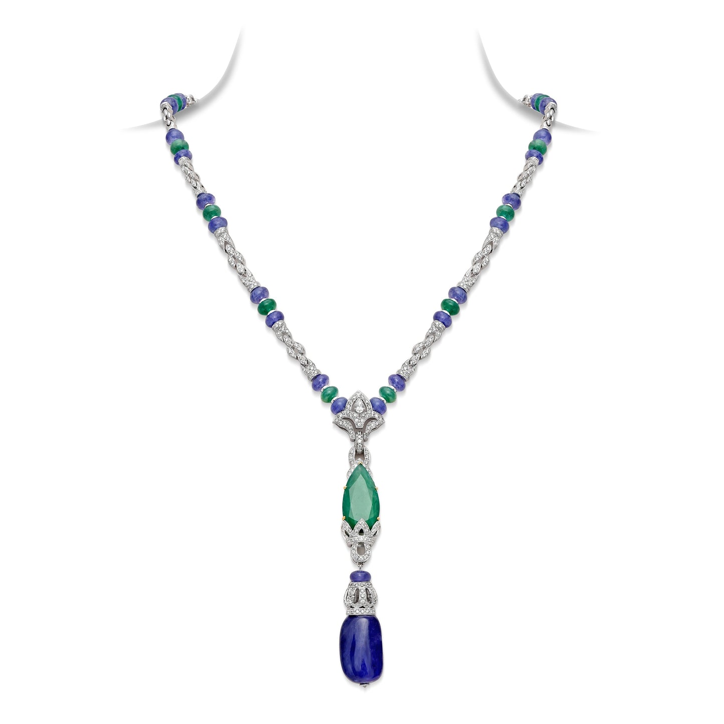 Tanzanite Emerald Drop Necklace