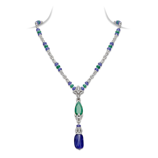 Tanzanite Emerald Drop Necklace