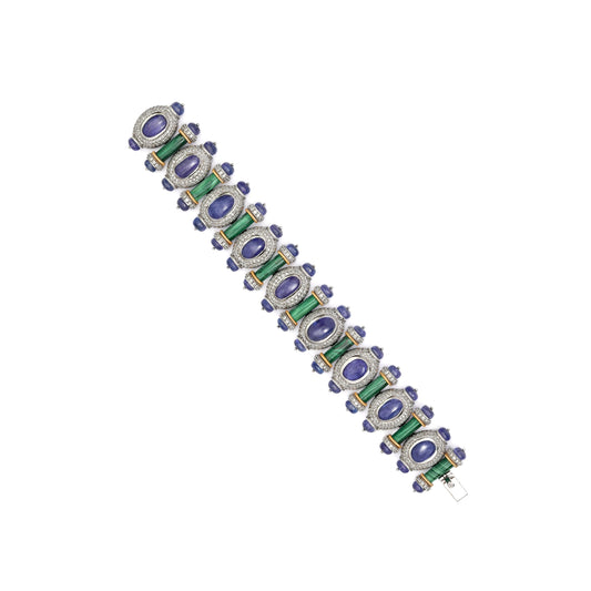 Tanzanite Lapis Bead Bracelet