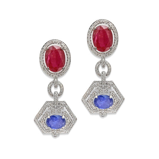Art Deco Ruby Tanzanite Earrings