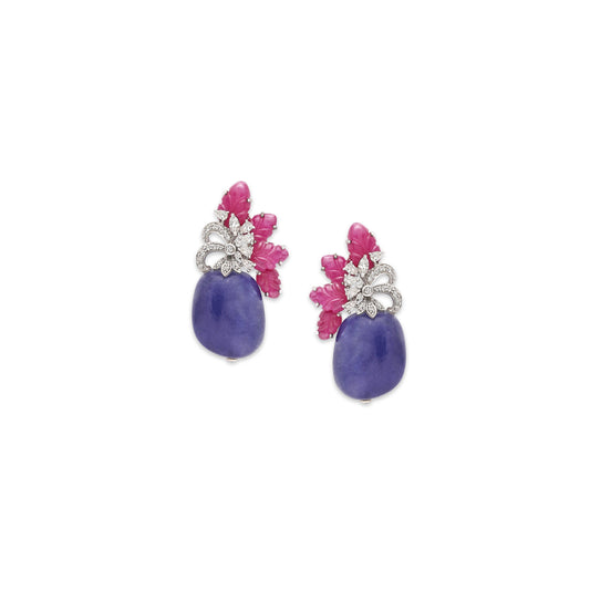 Ruby and Tanzanite Earrings