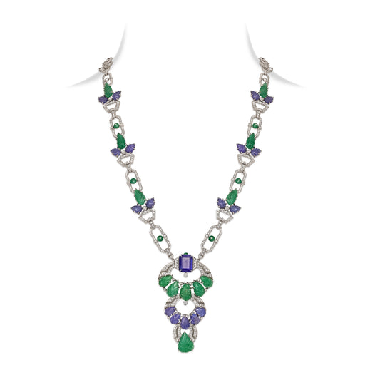 Emerald and Tanzanite Leaf Sautoir