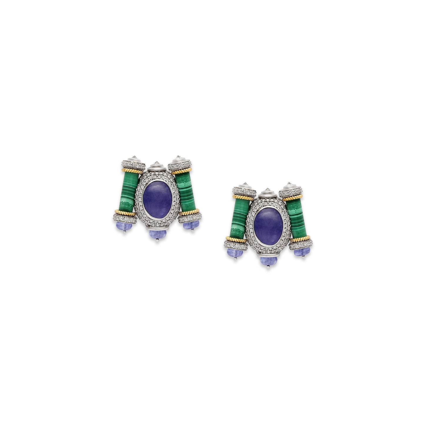 Tanzanite Lapis Bead Stud Earrings