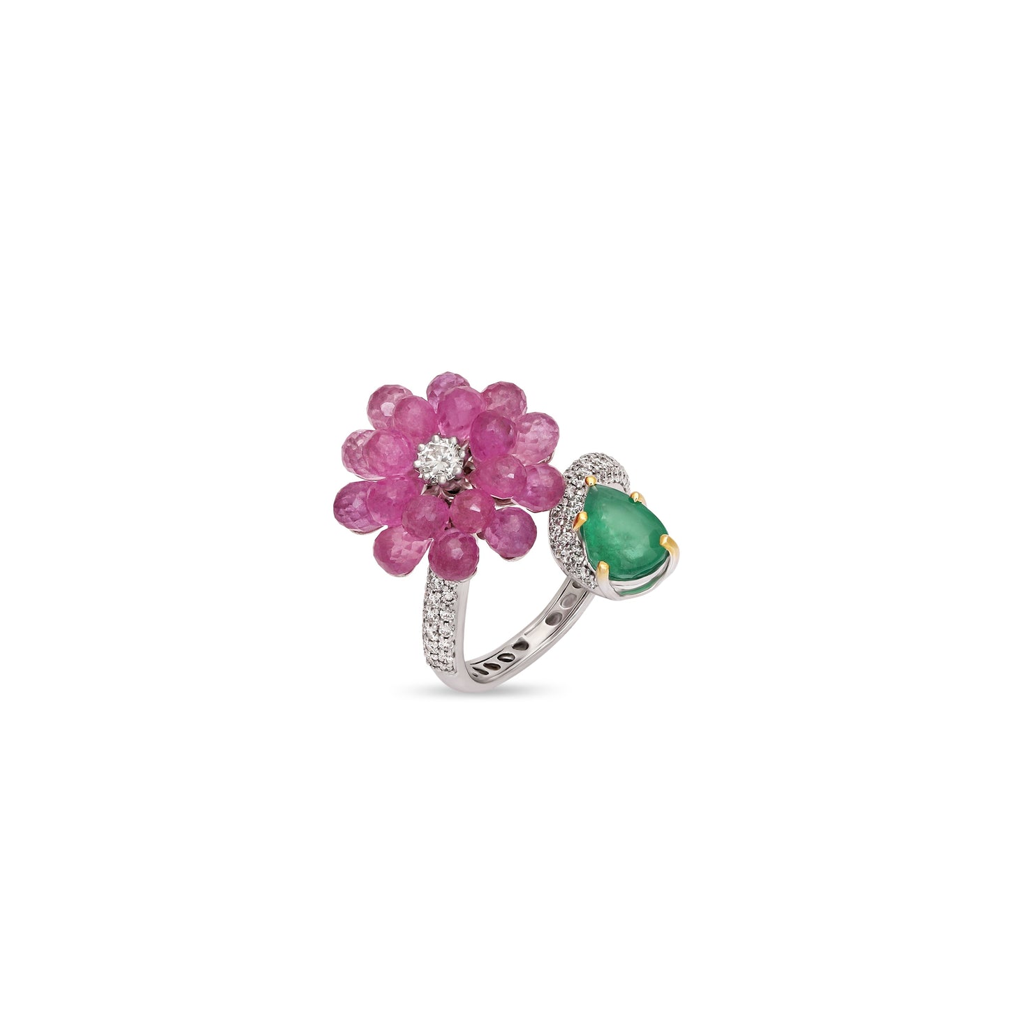 Ruby Bead Floral Ring