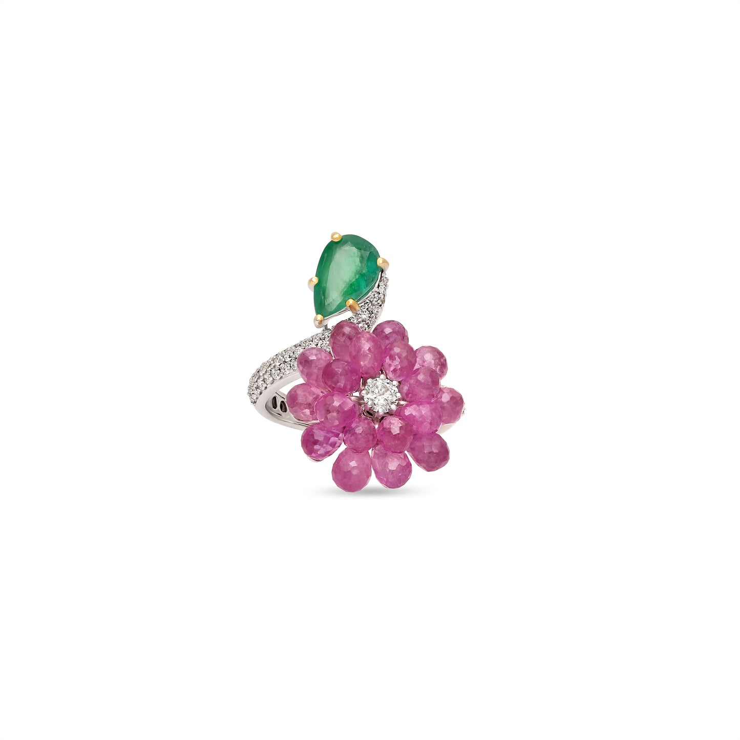 Ruby Bead Floral Ring