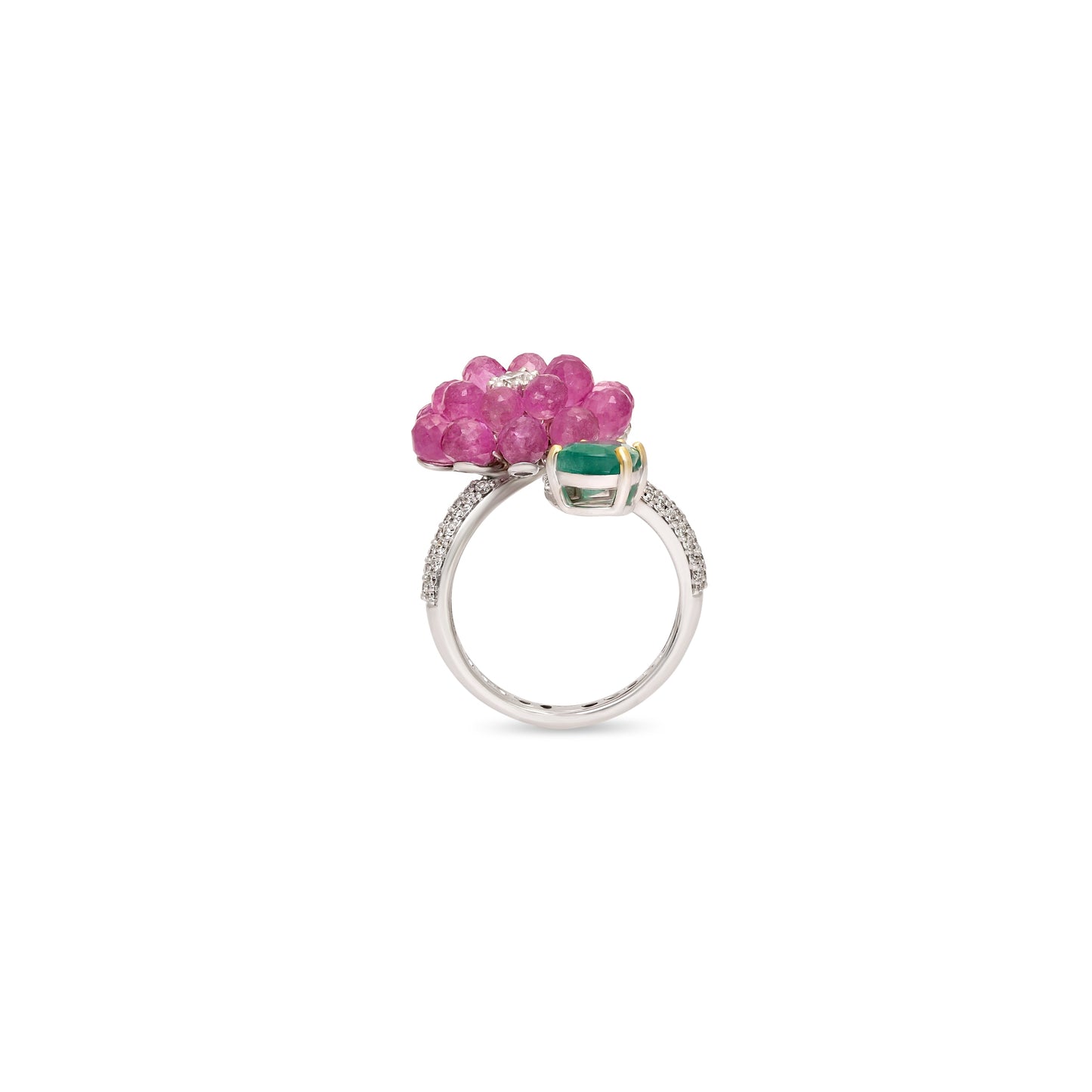 Ruby Bead Floral Ring