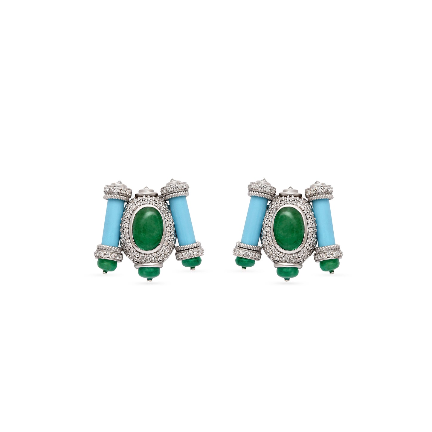 Turquoise Emerald Bead Stud Earrings