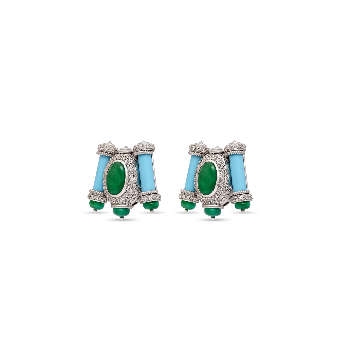 Turquoise Emerald Bead Stud Earrings