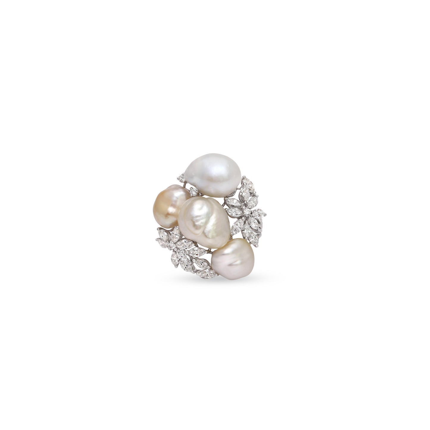 Keshi Pearl Diamond Ring