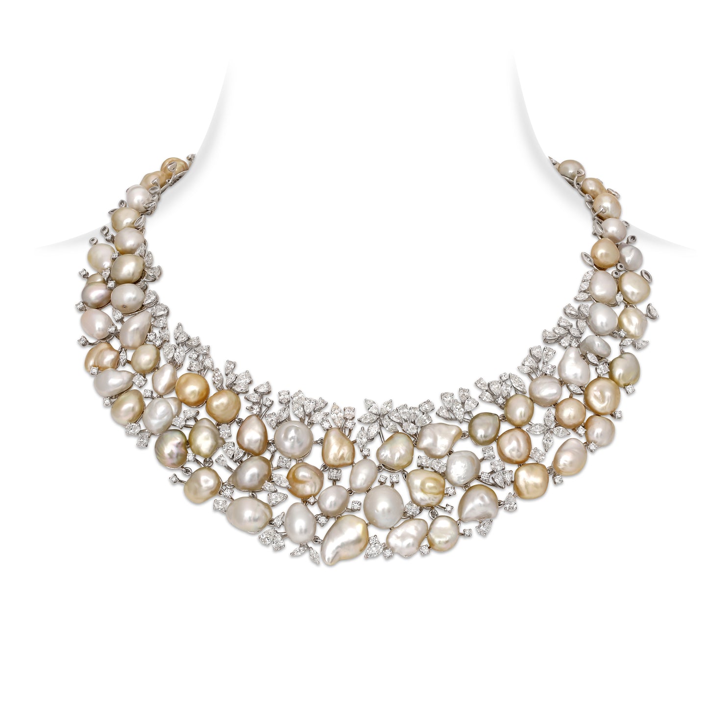 Classic Keshi Pearl Diamond Necklace