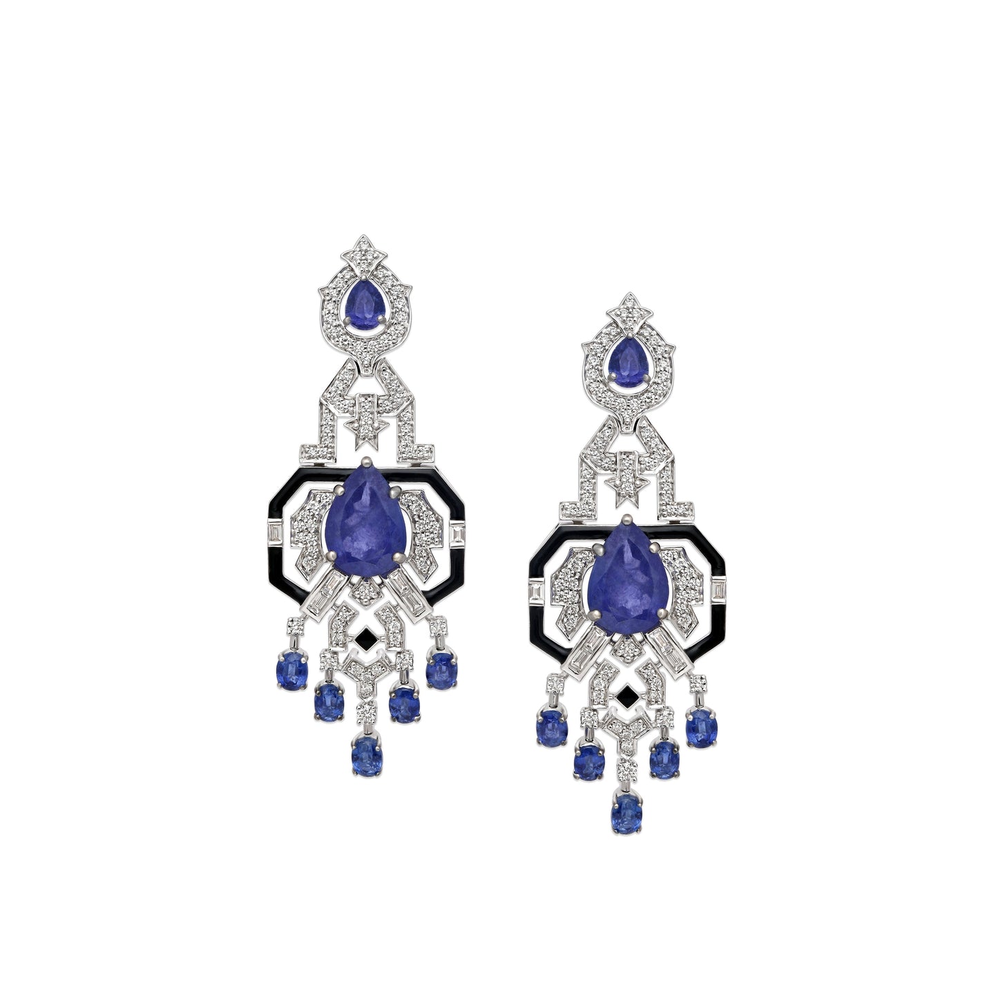 Art Deco Tanzanite Chandelier Earrings