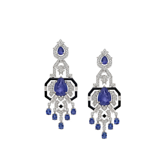 Art Deco Tanzanite Chandelier Earrings