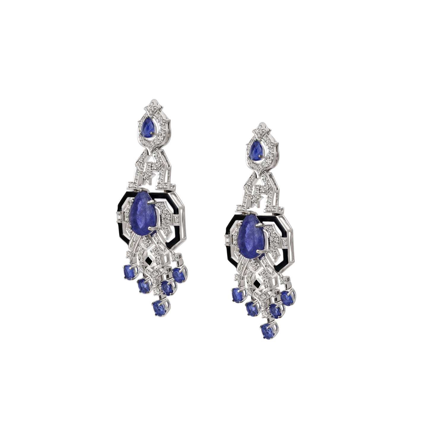 Art Deco Tanzanite Chandelier Earrings