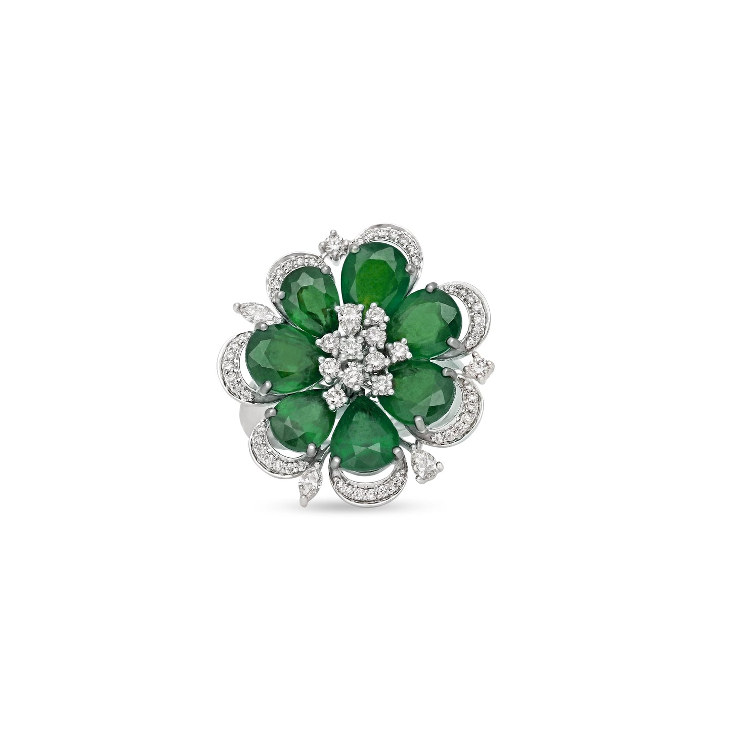 Emerald Floral Ring