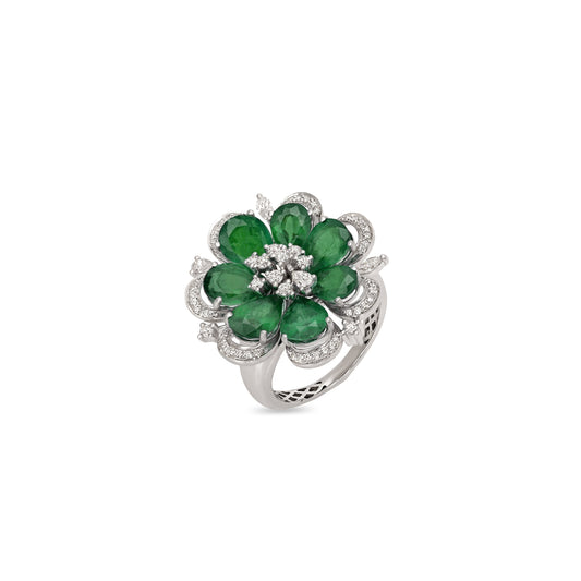 Emerald Floral Ring