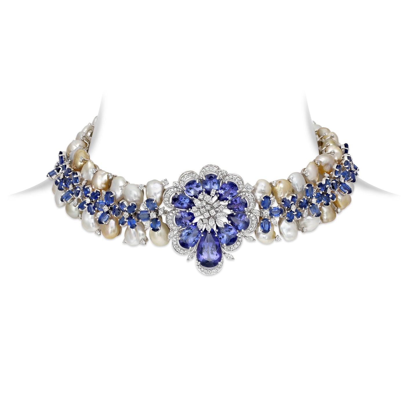 Pearl and Tanzanite Bloom Choker