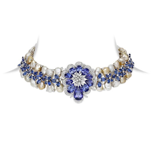 Pearl and Tanzanite Bloom Choker