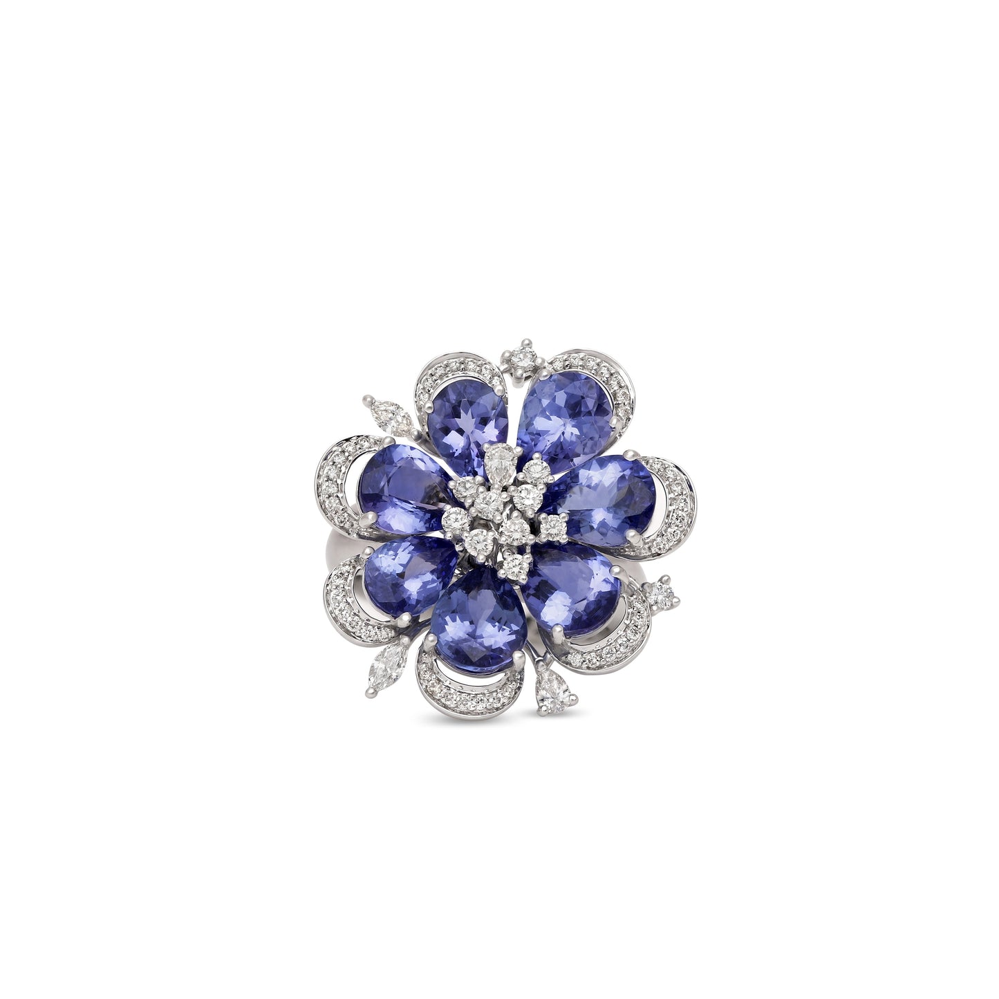 Tanzanite Diamond Floral Ring
