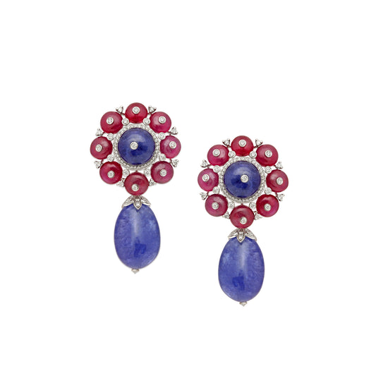 Ruby and Tanzanite Bead earrings
