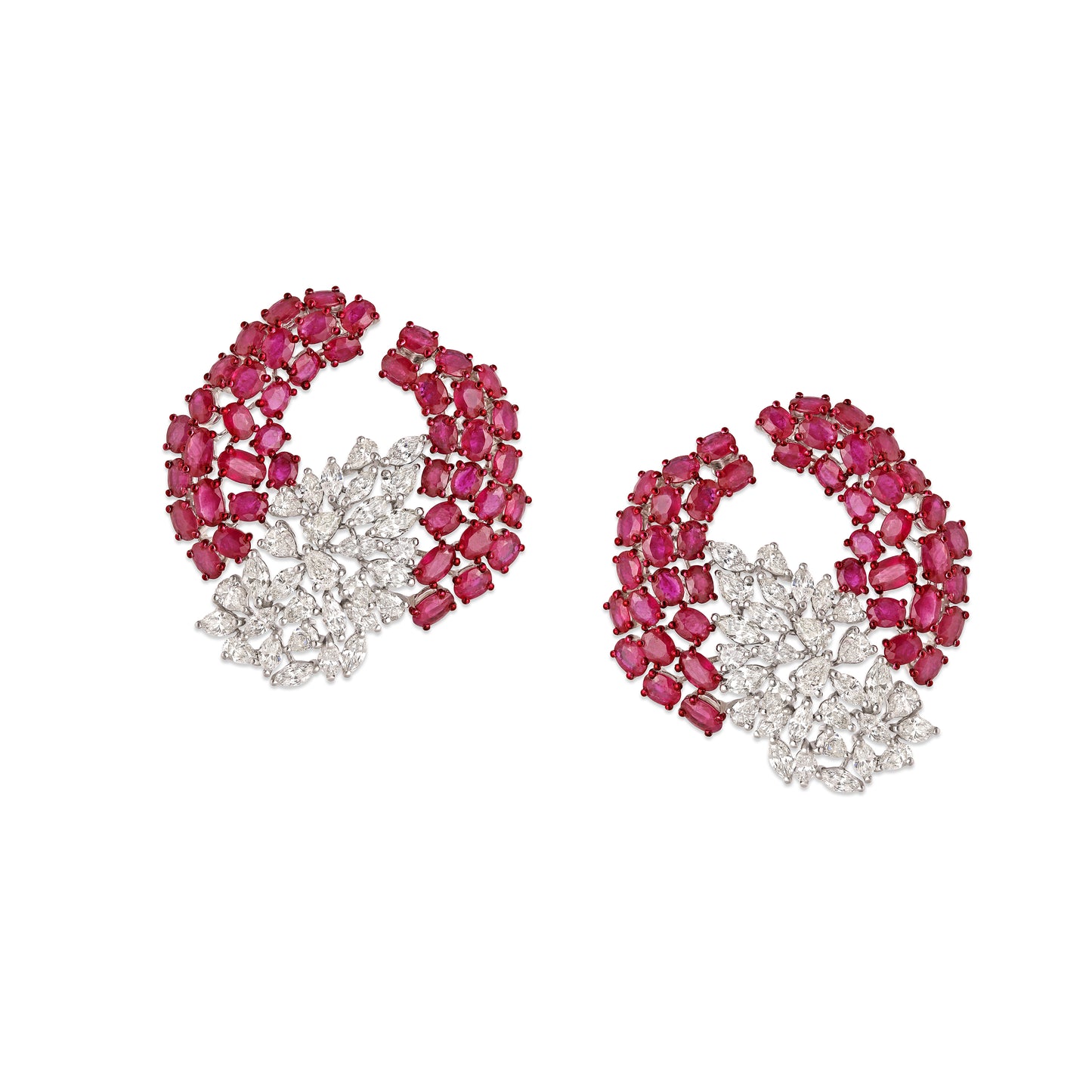 Ruby and Diamond Swirl Earrings