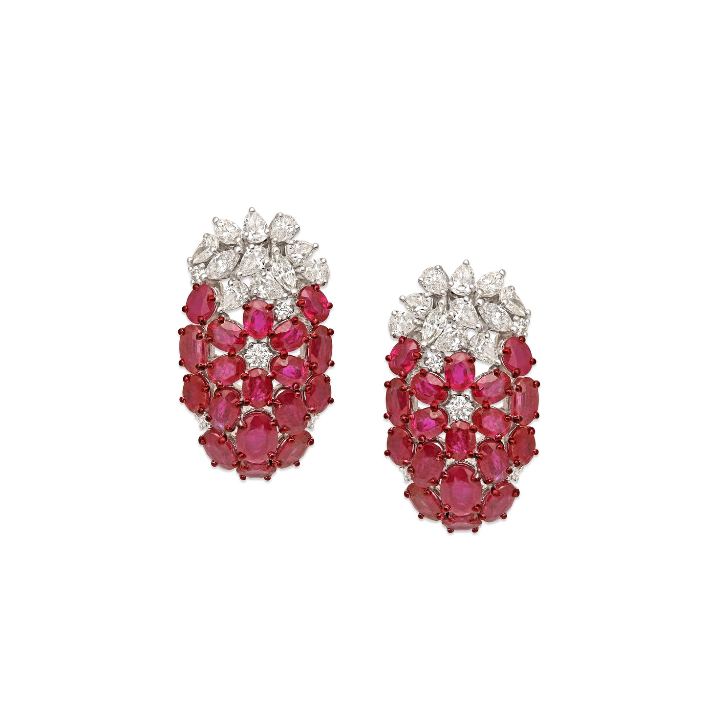 Ruby and Diamond Cluster Earrings