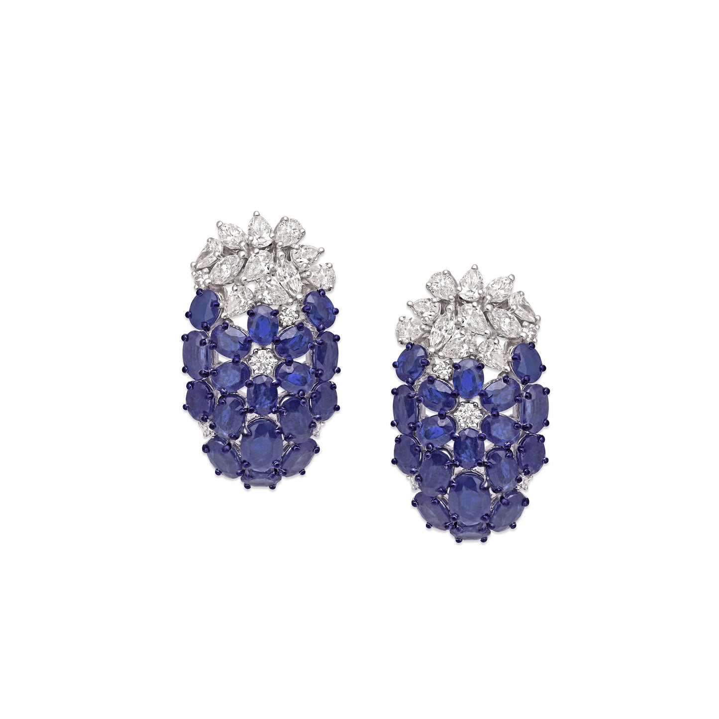 Kyanite and Diamond Cluster Earrings