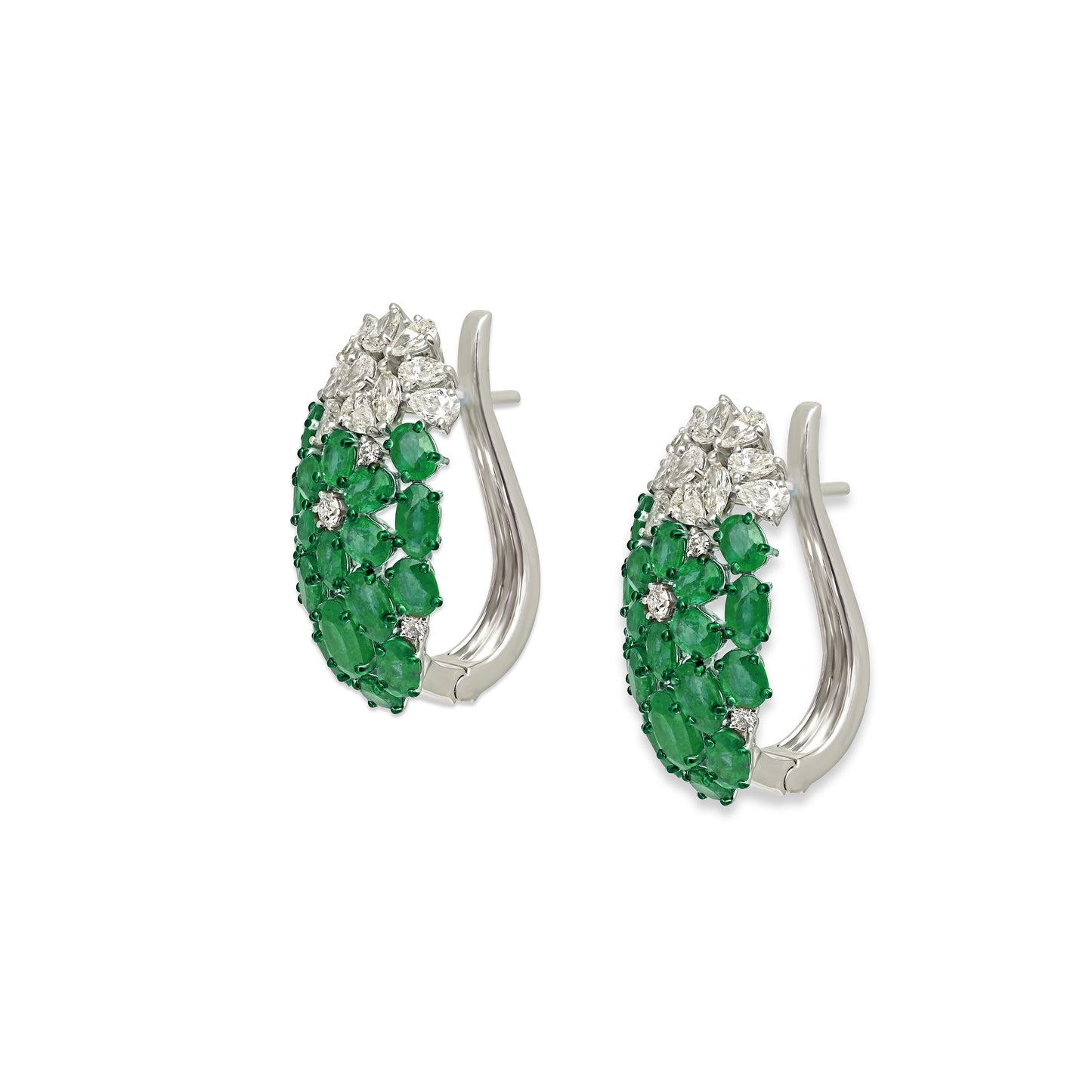Emerald and Diamond Cluster Earrings