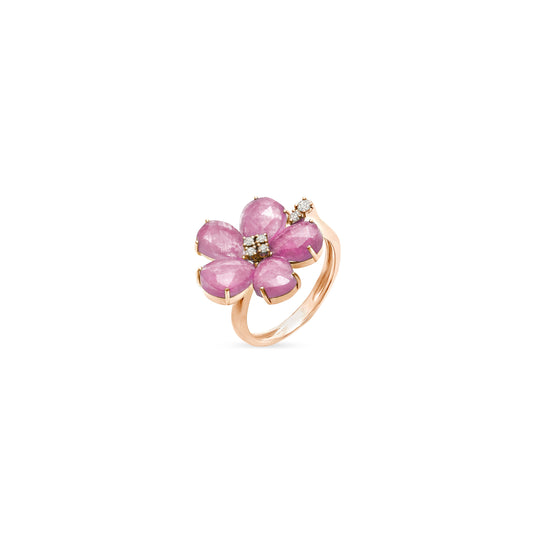 Ruby and Diamond Floral Ring