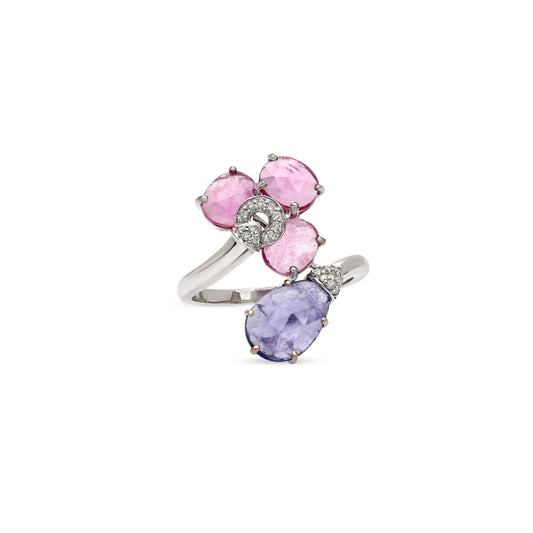 Ruby and Tanzanite Drop Ring